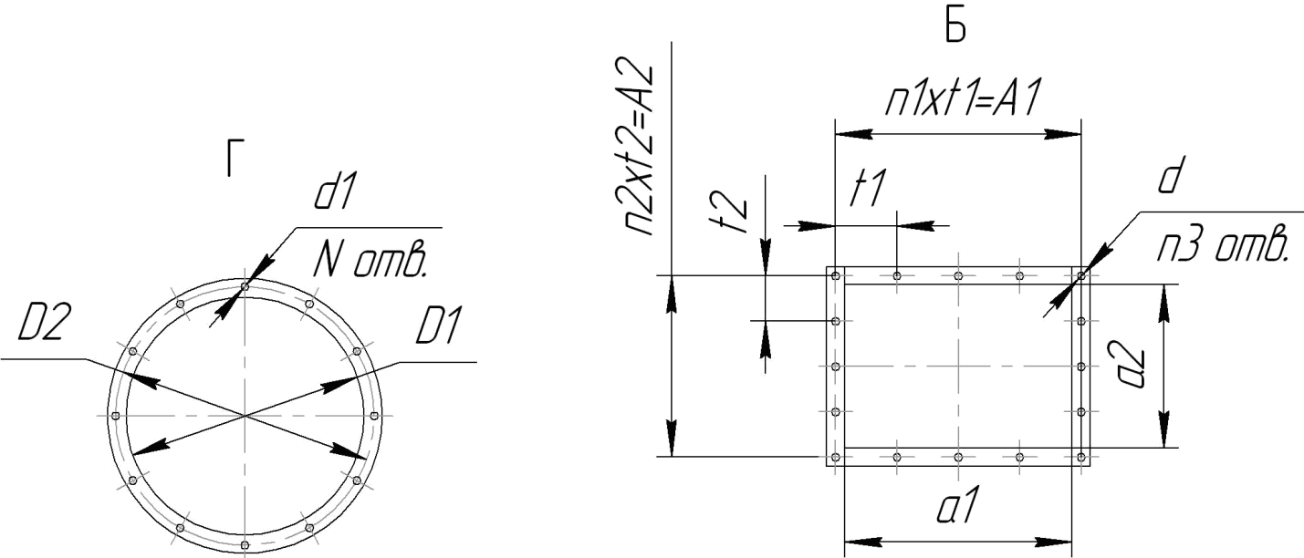 Присоединительные размеры центробежных вентиляторов одностороннего всасывания